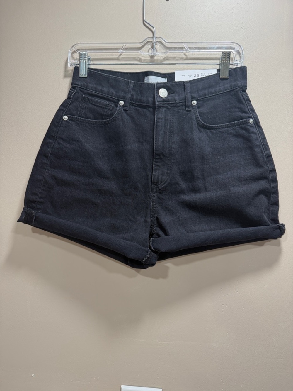 NEW LOFT Black High-Rise Denim Shorts size 2p 26